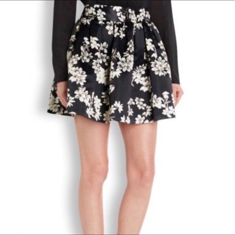 Alice + Olivia Floral Satin Skirt